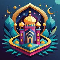 vetor ilustração do Ramadã kareem cumprimento cartão com mesquita e lua.