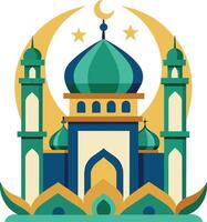 ilustração do plano estilo isolado muçulmano mesquita, eid Mubarak saudações. Ramadã kareem. vetor