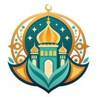 vetor ilustração do mesquita emblema. Ramadã kareem cumprimento cartão ou poster.