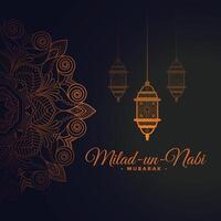 decorativo milad un nabi islâmico festival cartão vetor