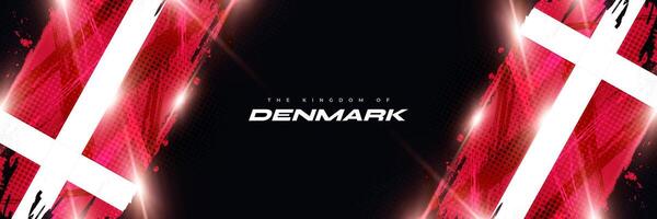 nacional bandeira do Dinamarca dentro escova pintura estilo com meio-tom e brilhando luz efeitos. dinamarquês bandeira fundo com grunge conceito vetor