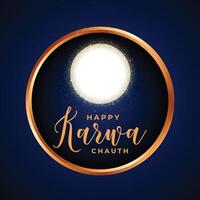 feliz karwa Chauth cartão com peneira e lua vetor