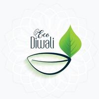 feliz verde eco diwali tradicional fundo com folha diya vetor