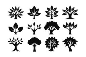 Preto árvores logotipo vetor coleção vetor isolado em branco fundo