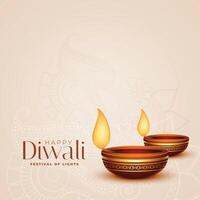 feliz diwali celebração fundo com decorativo diya vetor