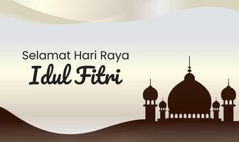 Selamat hari raya idul fitri, mesquita com ouro branco luxo fundo vetor