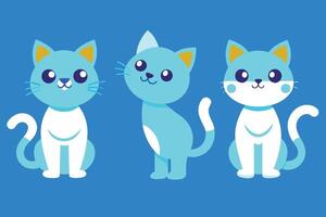 conjunto de gato fofo em poses diferentes ilustração dos desenhos animados vetor