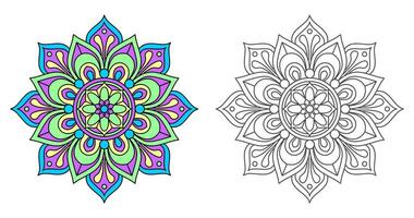 colorida floral moderno mandala e flor fundo. vetor