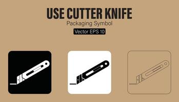 usar cortador faca embalagem símbolo vetor