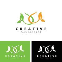 planta e design de logotipo, conceito natural minimalista simples, decoração verde vetor