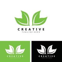 planta e design de logotipo, conceito natural minimalista simples, decoração verde vetor