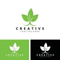 planta e design de logotipo, conceito natural minimalista simples, decoração verde vetor