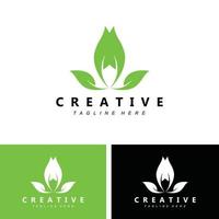 planta e design de logotipo, conceito natural minimalista simples, decoração verde vetor