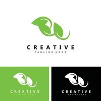 planta e design de logotipo, conceito natural minimalista simples, decoração verde vetor