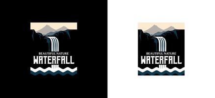 lindo montanha cascata logotipo Projeto vetor ilustração