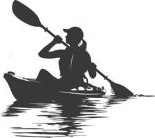 ai gerado silhueta mulher canoa jogador dentro açao cheio corpo Preto cor só vetor