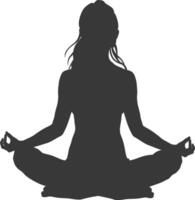 ai gerado silhueta mulher meditação ioga cheio corpo Preto cor só vetor