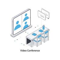 vídeo conferência isométrico estoque ilustração. eps Arquivo estoque ilustração vetor