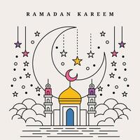 Ramadã kareem linha arte Projeto modelo fundo adequado para Ramadã cartazes, islâmico fundos, eid mubarak, eid al-fitr, eid al-adha, etc. vetor