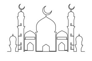 contínuo 1 linha desenhando Ramadã kareem símbolo. mesquita linha conceito. eid mubarak, eid fitr vetor minimalista Projeto islâmico mesquita esboço enfeite fundo.