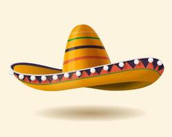 3d sombrero chapéu ilustração. tradicional mexicano traje elemento isolado em bege fundo. vetor