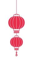 vermelho suspensão chinês lanterna silhueta, lunar Novo ano e meio do outono festival decoração gráfico. decorações para a chinês Novo ano. chinês lanterna festival. vetor