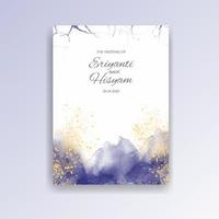 cartão de convite de casamento em aquarela. aquarela de cartão de casamento lindo com esguicho. vetor