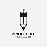 lápis castelo logotipo Projeto modelo vetor