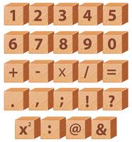 Número de matemática e símbolo de bloco de madeira vetor
