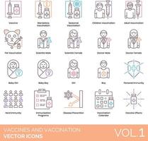 vacinas e vacinação ícone conjunto vetor