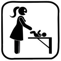 vetor mulher mãe mudando fraldas bebê ícone quarto placa ilustração