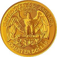 Careca Águia Washington trimestre 25 centavo ouro moeda vetor