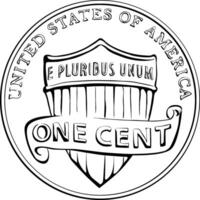vetor americano dinheiro ouro moeda 1 centavo, centavo