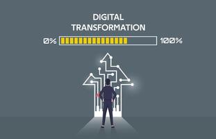 digital transformação conceito, dentro a progresso do Novo inovação sistema e tecnologia vetor