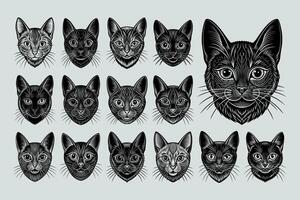 ai gerado retrato do Chartreux gato cabeça ilustração Projeto conjunto vetor