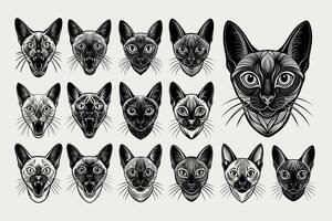 ai gerado retrato do adorável tonquinês gato cabeça ilustração Projeto conjunto vetor