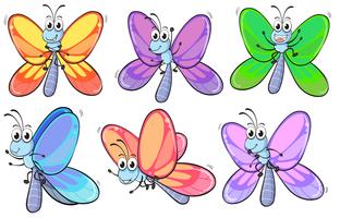Um grupo de borboletas coloridas vetor