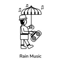 na moda chuva música vetor