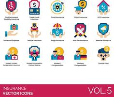 conjunto de ícones de seguros vetor