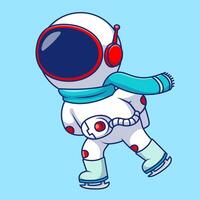 fofa astronauta Patinagem no gelo desenho animado vetor ícones ilustração. plano desenho animado conceito. adequado para qualquer criativo projeto.