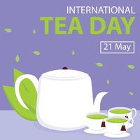 ilustração vetor gráfico do chaleira e três copos do chá, perfeito para internacional dia, internacional chá dia, comemoro, cumprimento cartão, etc.