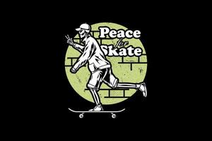 skate com crânio pacífico funky ilustração obra de arte com rua vestem estilo vetor