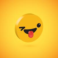 Emoticon de disco 3D alta detalhado amarelo, ilustração vetorial vetor