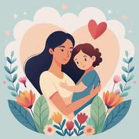 uma lindo poster ilustração apresentando do mães dia fundo com plano cor estilo vetor