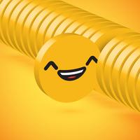 Emoticon amarelo elevado detalhado do disco 3D selecionado, ilustração do vetor