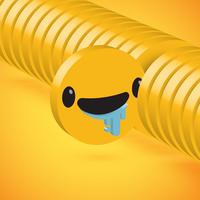 Emoticon amarelo elevado detalhado do disco 3D selecionado, ilustração do vetor