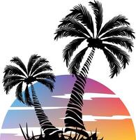 Palma árvore ilustração. uma tropical ilha com Palmeiras. natureza logotipo ícone vetor