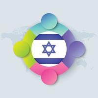 bandeira de israel com desenho infográfico isolado no mapa mundial vetor