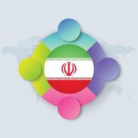 Bandeira do Irã com design infográfico isolado no mapa mundial vetor