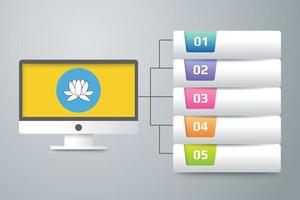 Bandeira Kalmykia com design infográfico incorporado com monitor de computador vetor